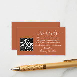 Calligraphy Wedding Details Website QR Terracotta Begleitkarte