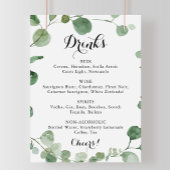 Calligraphy Wedding Drinks Menu Eukalyptus Sign Poster