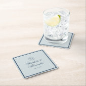 Calligraphy Wedding Dusty Blue Paper Coaster Untersetzer (Vor Ort)
