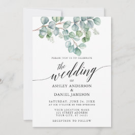 Calligraphy Wedding Eukalyptus Greenery Foto Einladung