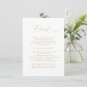 Calligraphy Wedding Fairy Tale Details Imitats Gol Begleitkarte (Stehend Vorderseite)