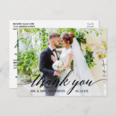 Calligraphy Wedding Foto Bride Groom Danke B Postkarte (Vorne/Hinten)