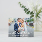 Calligraphy Wedding Foto Bride Groom Vielen Dank W Postkarte (Stehend Vorderseite)