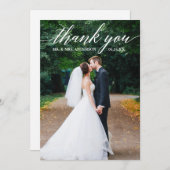 Calligraphy Wedding Foto Elegant Dankeskarte (Vorne/Hinten)