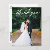 Calligraphy Wedding Foto Elegant Vielen Dank Postkarte (Vorne/Hinten)
