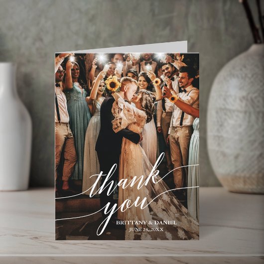 Calligraphy Wedding Foto Script Overlay Dankeskarte