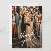 Calligraphy Wedding Foto Script Overlay Dankeskarte (Vorderseite)