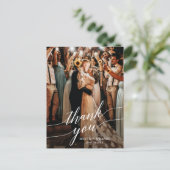 Calligraphy Wedding Foto Script Overlay Vielen Dan Postkarte (Stehend Vorderseite)