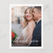 Calligraphy Wedding Foto Vielen Dank Postkarte (Vorderseite)