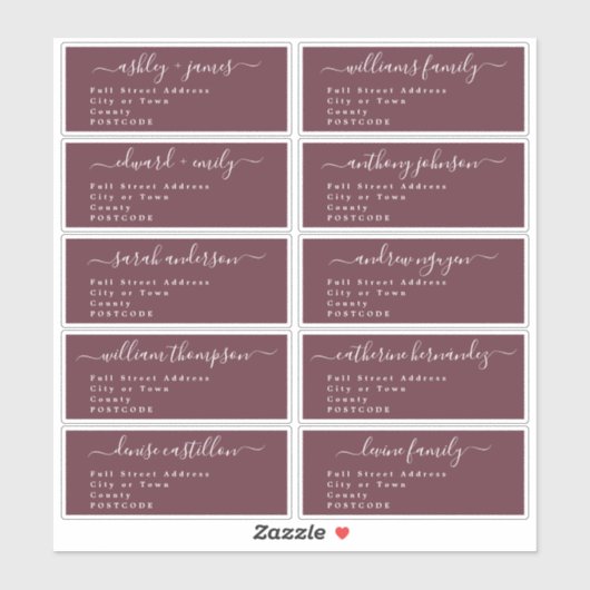 Calligraphy Wedding Guest Address Labels UK Layout (Blatt)