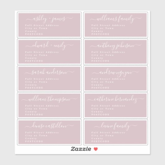 Calligraphy Wedding Guest Address Labels UK Layout (Blatt)