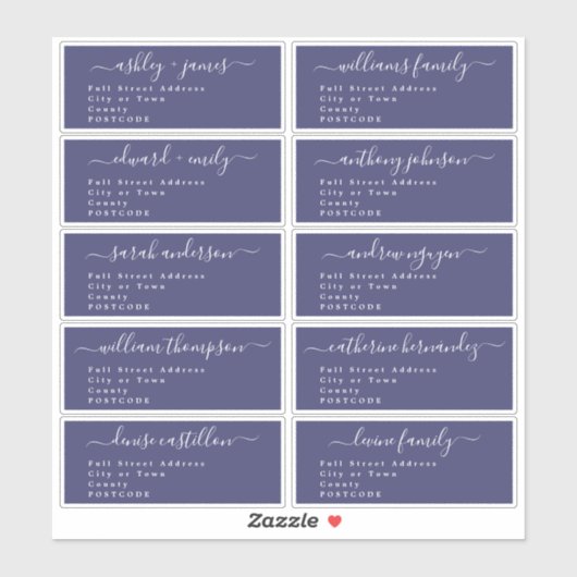 Calligraphy Wedding Guest Address Labels UK Layout (Blatt)