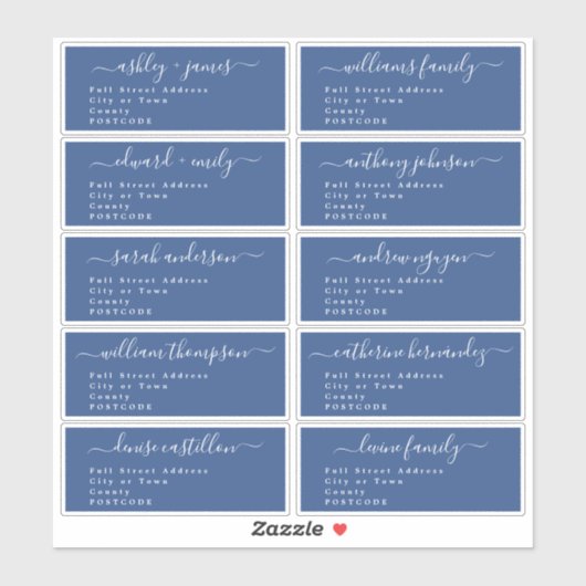 Calligraphy Wedding Guest Address Labels UK Layout (Blatt)