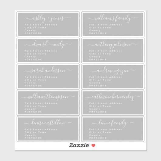 Calligraphy Wedding Guest Address Labels UK Layout (Blatt)