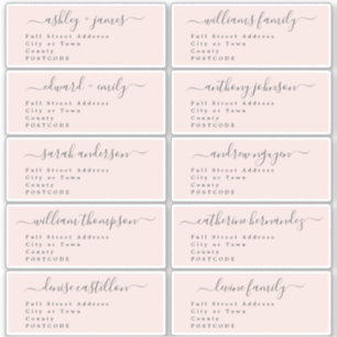 Calligraphy Wedding Guest Address Labels UK Layout