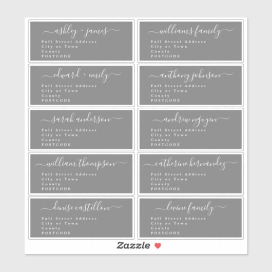 Calligraphy Wedding Guest Address Labels UK Layout (Blatt)