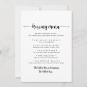 Calligraphy Wedding Kissing Menu Game Card (Vorderseite)