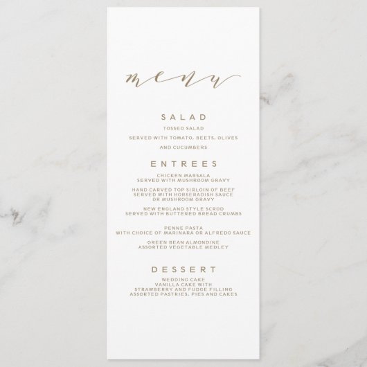 Calligraphy Wedding Menu | Gold Menükarte (Vorderseite)