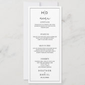 Calligraphy Wedding Menu Monogram Tall Menu Dinner Einladung (Vorderseite)