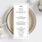 Calligraphy Wedding Menu Monogram Tall Menu Dinner Einladung