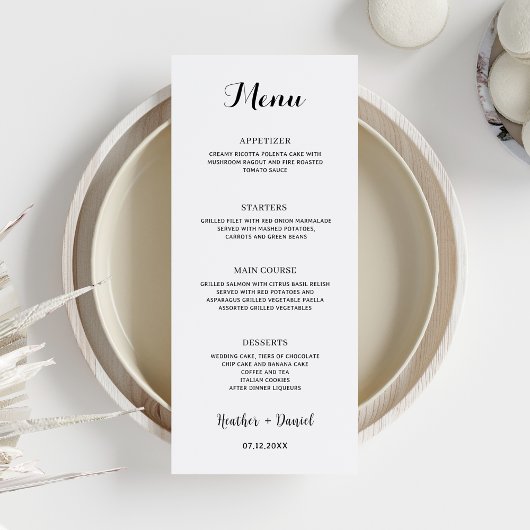 Calligraphy Wedding Menu Table Empfang Dinner Einladung
