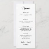Calligraphy Wedding Menu Table Empfang Dinner Einladung (Vorderseite)