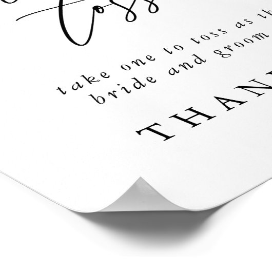 Calligraphy Wedding Petal Toss Senden Sie das Zeic Poster (Ecke)