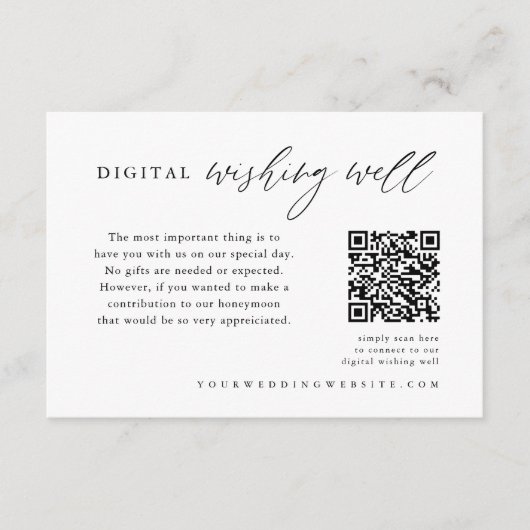 Calligraphy Wedding QR Code Digitale Wünsche gut Begleitkarte (Vorderseite)