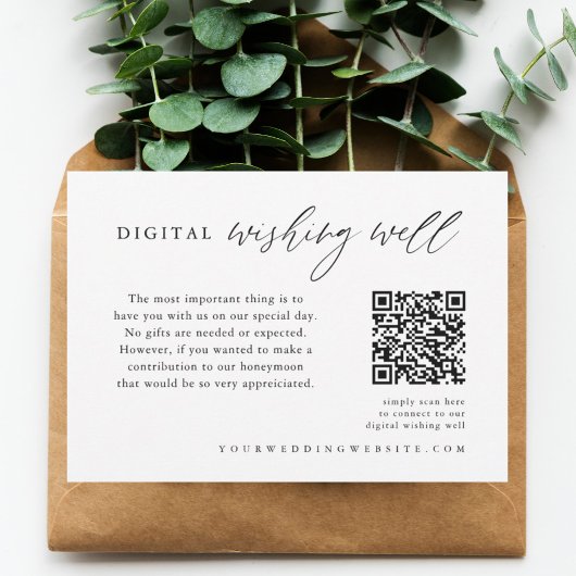 Calligraphy Wedding QR Code Digitale Wünsche gut Begleitkarte