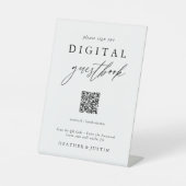 Calligraphy Wedding QR Code Digitales Gästebuch Sockelschild (Vorderseite)