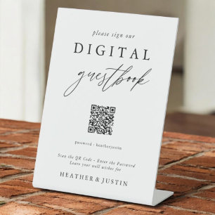 Calligraphy Wedding QR Code Digitales Gästebuch Sockelschild
