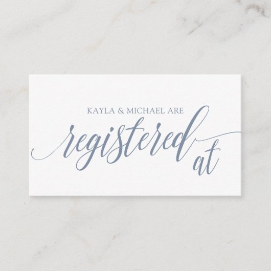 Calligraphy Wedding Registry Cards - Dusty Blue Begleitkarte (Vorderseite)