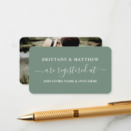 Calligraphy Wedding Registry Foto Sage Green Begleitkarte