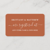 Calligraphy Wedding Registry Foto Terracotta Begleitkarte (Vorderseite)