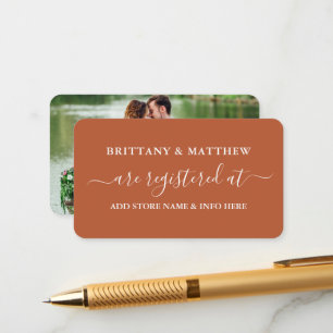 Calligraphy Wedding Registry Foto Terracotta Begleitkarte