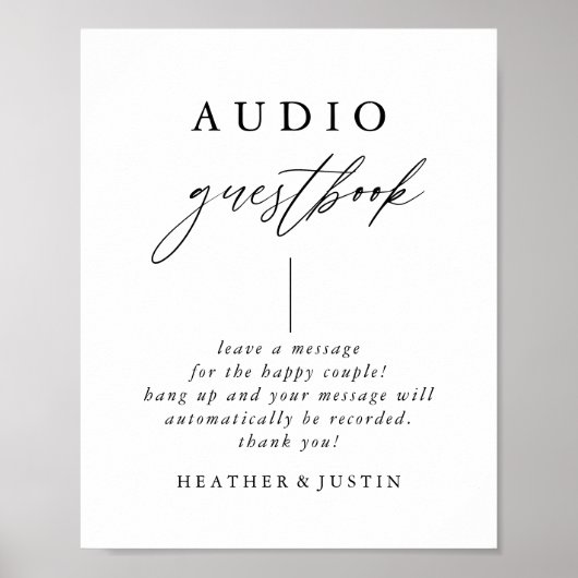Calligraphy Wedding Telefon Gästebuchsignatur Poster (Vorne)
