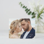 Calligraphy Wedding Vielen Dank Dusty Blue ID771 Ankündigungspostkarte (Stehend Vorderseite)