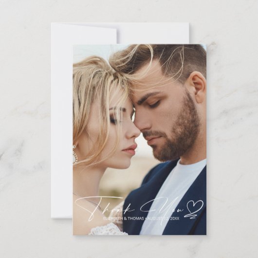 Calligraphy Wedding Vielen Dank Dusty Blue ID771 Dankeskarte (Vorderseite)