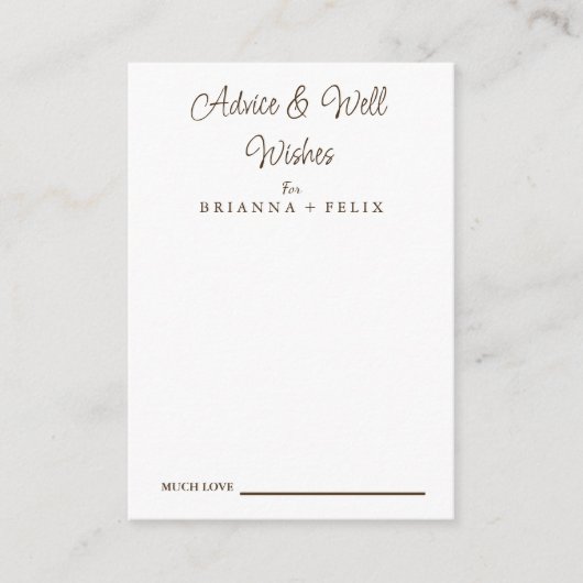 Calligraphy Wedding Well Wünsche & Advice Card Hinweiskarte (Vorderseite)