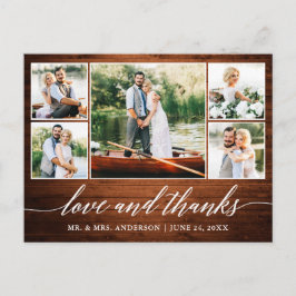 Calligraphy Wedding Wood 5 Foto Liebe Dank Postkarte