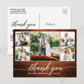 Calligraphy Wedding Wood 5 Foto Vielen Dank Postkarte (Vorne/Hinten)