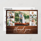 Calligraphy Wedding Wood 5 Foto Vielen Dank Postkarte (Vorne/Hinten)