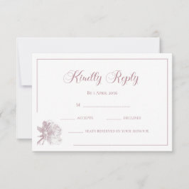 Calligraphy White Blush Pink Floral Wedding RSVP Mitteilungskarte