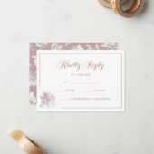 Calligraphy White Blush Pink Floral Wedding RSVP Mitteilungskarte (Vorderseite/Rückseite Beispiel)