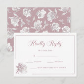 Calligraphy White Blush Pink Floral Wedding RSVP Mitteilungskarte (Vorne/Hinten)