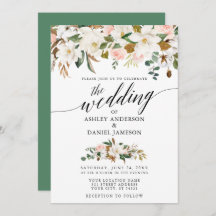 Calligraphy White Magnolias Rose Hochzeit