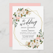 Calligraphy White Magnolias Rose Hochzeit Gold