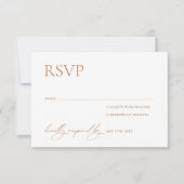 Calligraphy White & Terracotta Wedding RSVP Karte (Vorderseite)