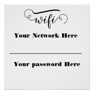 calligraphy wifi password pedestal sign poster