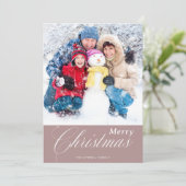 Calligraphy Winter Family Foto Frohe Weihnachten (Stehend Vorderseite)